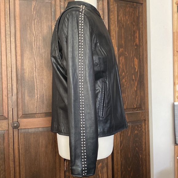 Black smooth grain leather jacket, Harley Davidson, sz L - Picture 3 of 14